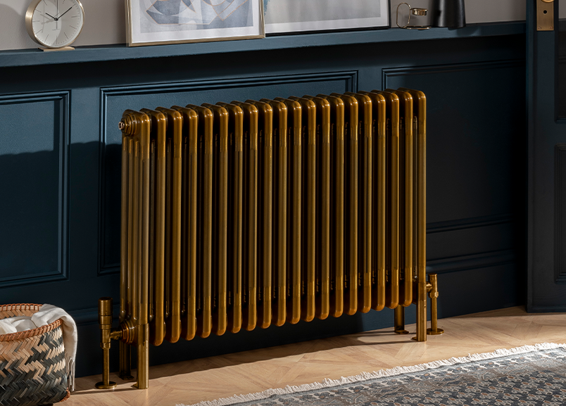 Ancona Tinted Brass Lacquer Steel Multi Column 45mm section radiator, 3 column 600mm high